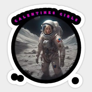 Galentine girl on the moon Sticker